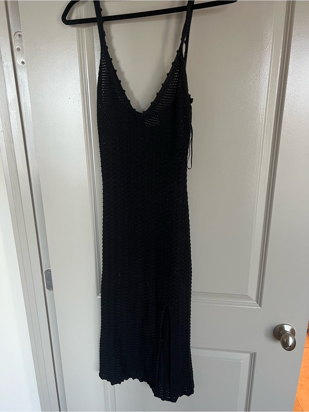 Aritzia Black Crochet Slip Midi Dress / coverup
